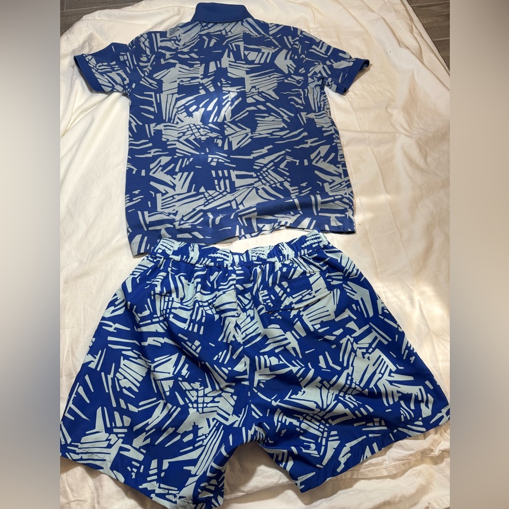 Boss Navy and White Mens short Set